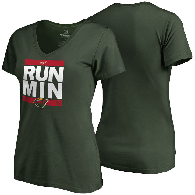 NHL Minnesota Wild Green RUN-CTY V-Neck T-shirt