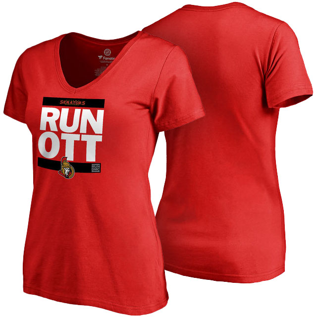 NHL Ottawa Senators Red RUN-CTY V-Neck T-shirt