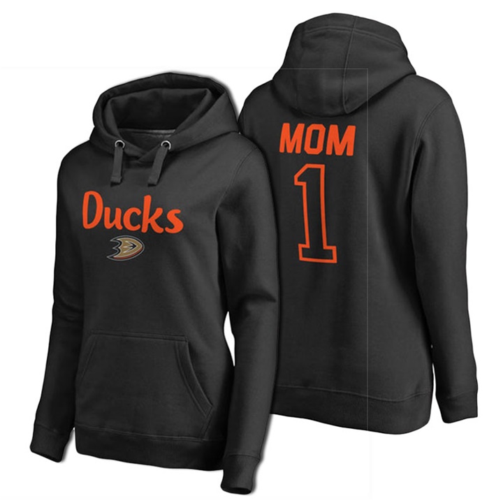 Women Anaheim Ducks Black Number 1 Mom Hoodie