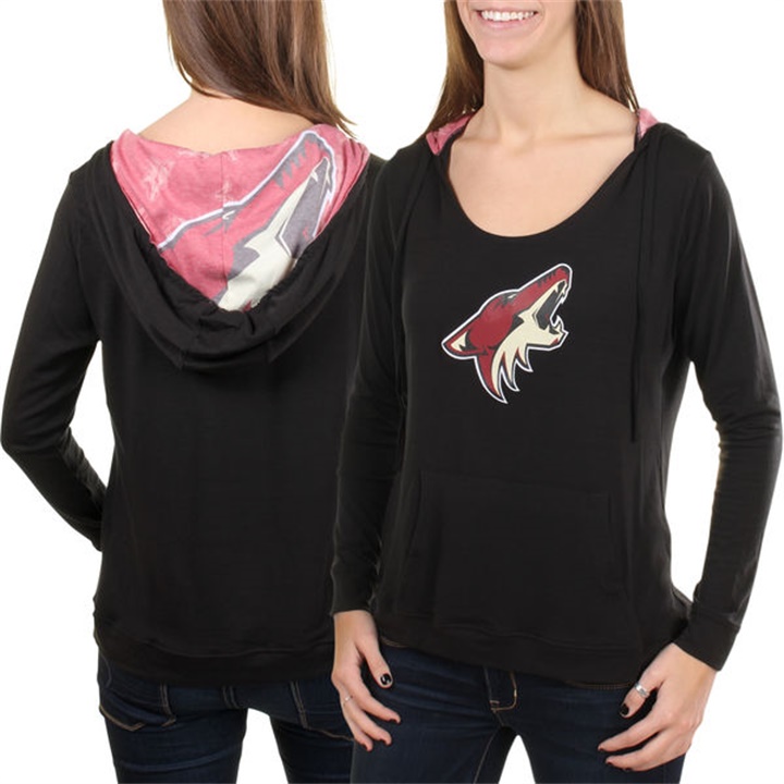 Women Arizona Coyotes Black Team Logo Long Sleeve Hoodie