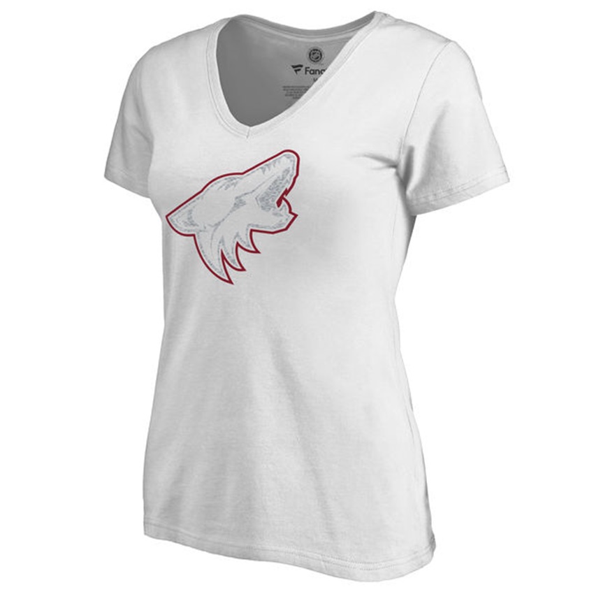 Women Arizona Coyotes White White Out V-Neck T-shirt