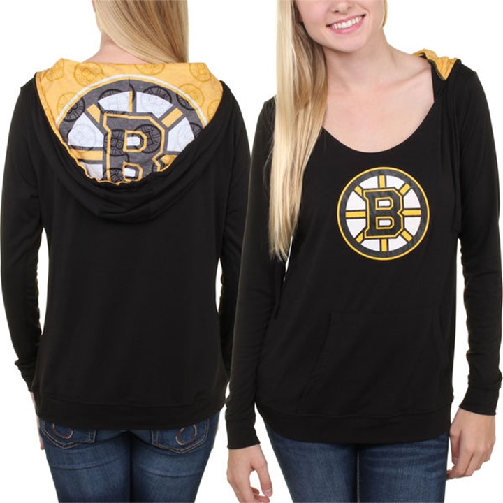 Women Boston Bruins Black Team Logo Long Sleeve Hoodie