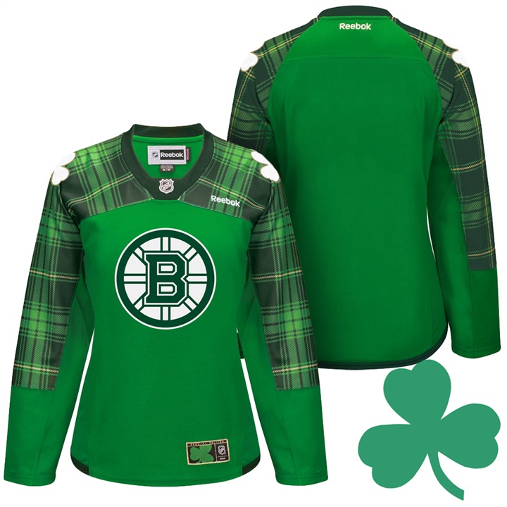 Women Bruins Green Three-leaved Shamrock Team Jersey