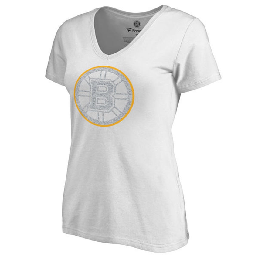 Women Boston Bruins White White Out V-Neck T-shirt