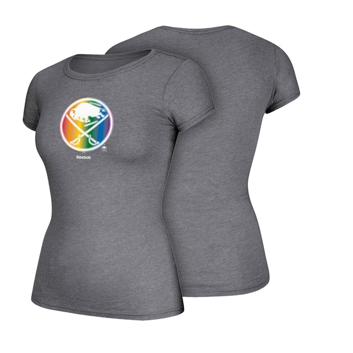 Women Buffalo Sabres Gray Hockey Is For Everyone Rainbow Team Pride T-shirt