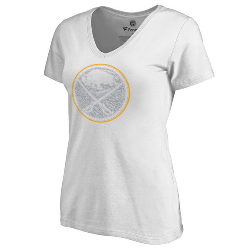 Women Buffalo Sabres White White Out V-Neck T-shirt