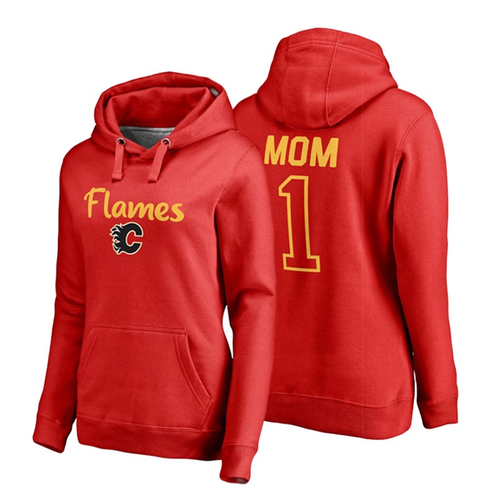 Women Calgary Flames Red Number 1 Mom Hoodie