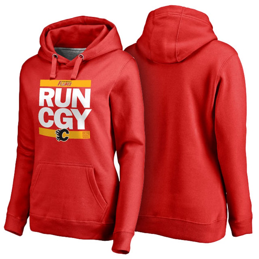 NHL Calgary Flames Red Pullover RUN-CTY Hoodie