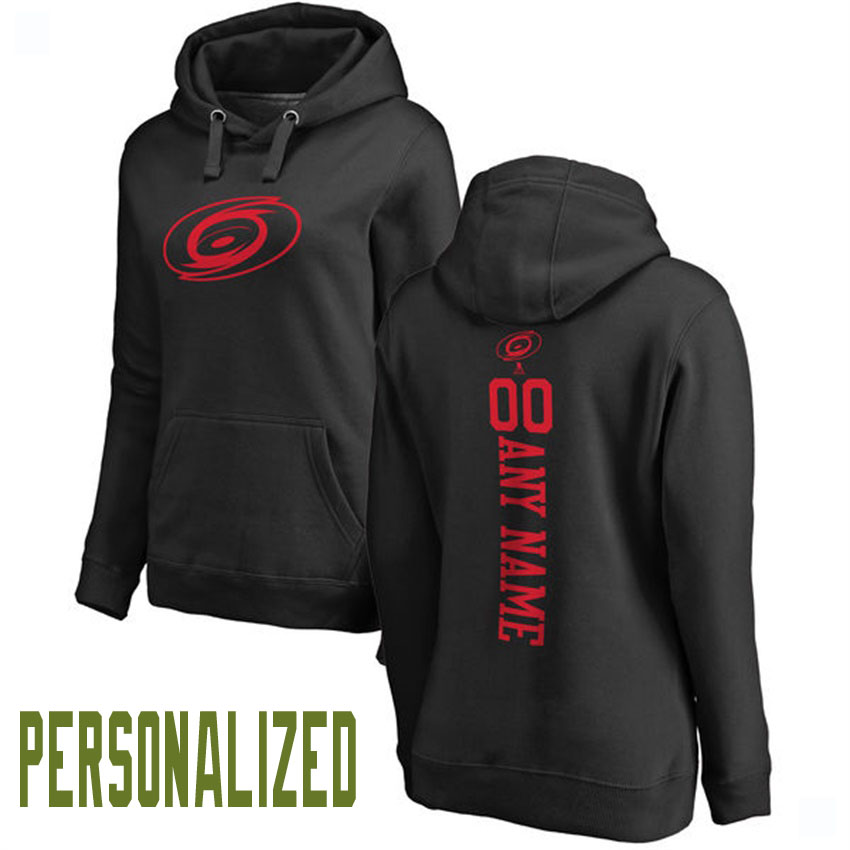 Women NHL Carolina Hurricanes Black Personalized One Color Backer Pullover Hoodie