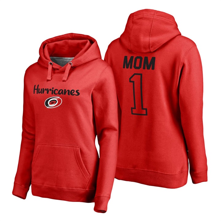 Women Carolina Hurricanes Red Number 1 Mom Hoodie