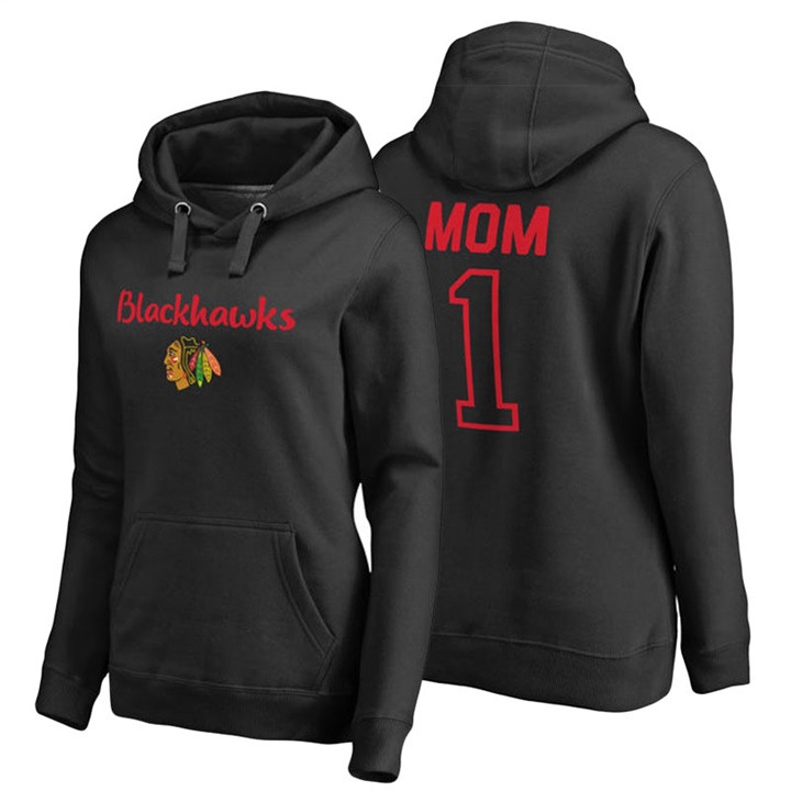 Women Chicago Blackhawks Black Number 1 Mom Hoodie