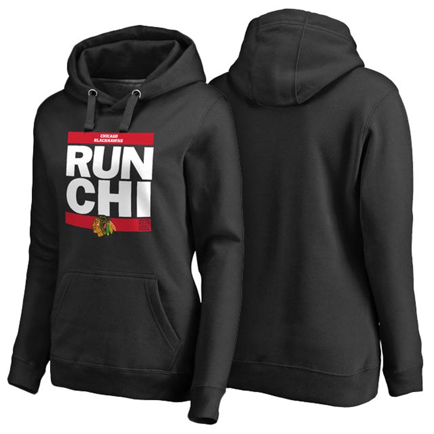 NHL Chicago Blackhawks Black Pullover RUN-CTY Hoodie