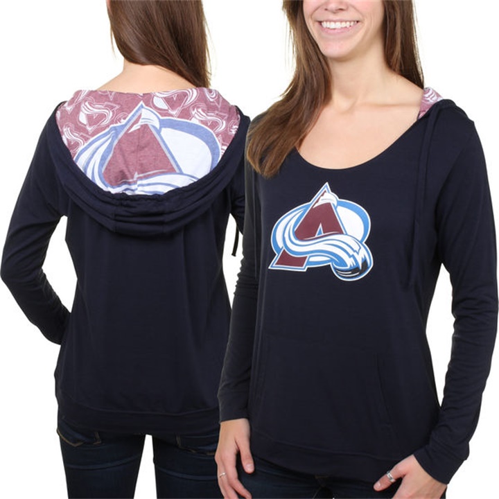 Women Colorado Avalanche Steel Blue Team Logo Long Sleeve Hoodie