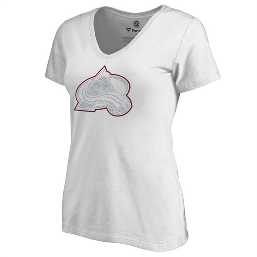 Women Colorado Avalanche White White Out V-Neck T-shirt