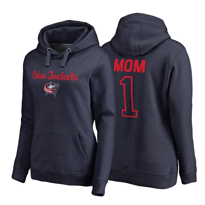 Women Columbus Blue Jackets Navy Number 1 Mom Hoodie