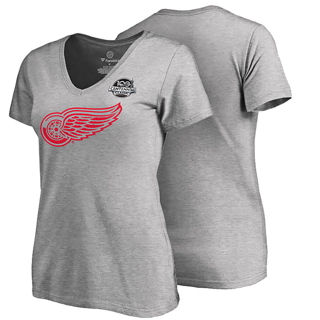 2017 Centennial Classic Detroit Red Wings Gray Team Logo T-shirt