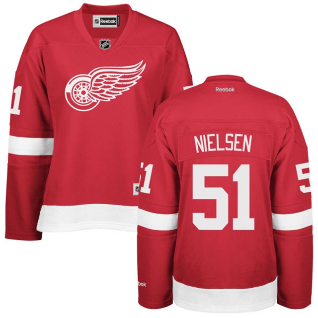 Women Red Wings Frans Nielsen #51 Red Premier Home Jersey