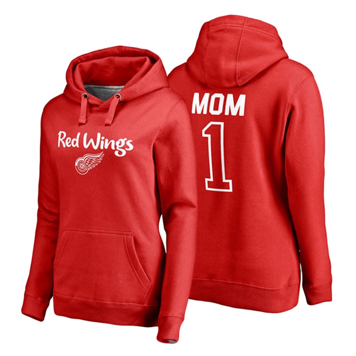 Women Detroit Red Wings Red Number 1 Mom Hoodie