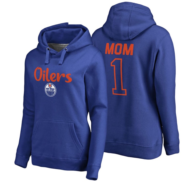 Women Edmonton Oilers Royal Number 1 Mom Hoodie