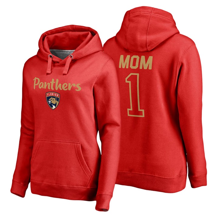 Women Florida Panthers Red Number 1 Mom Hoodie