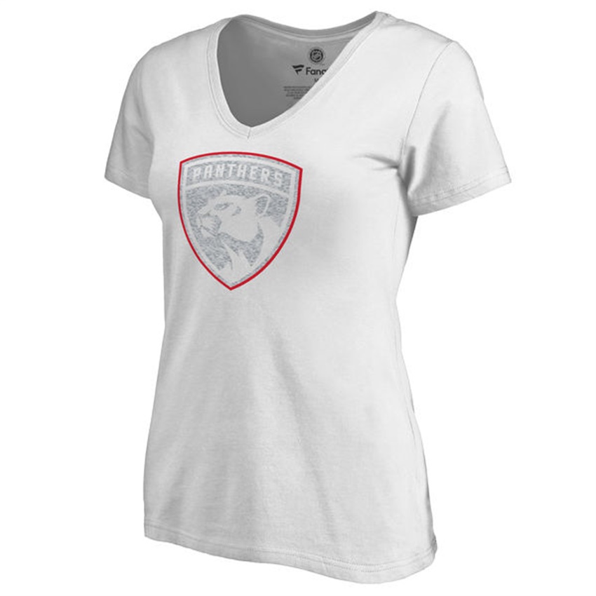 Women Florida Panthers White White Out V-Neck T-shirt