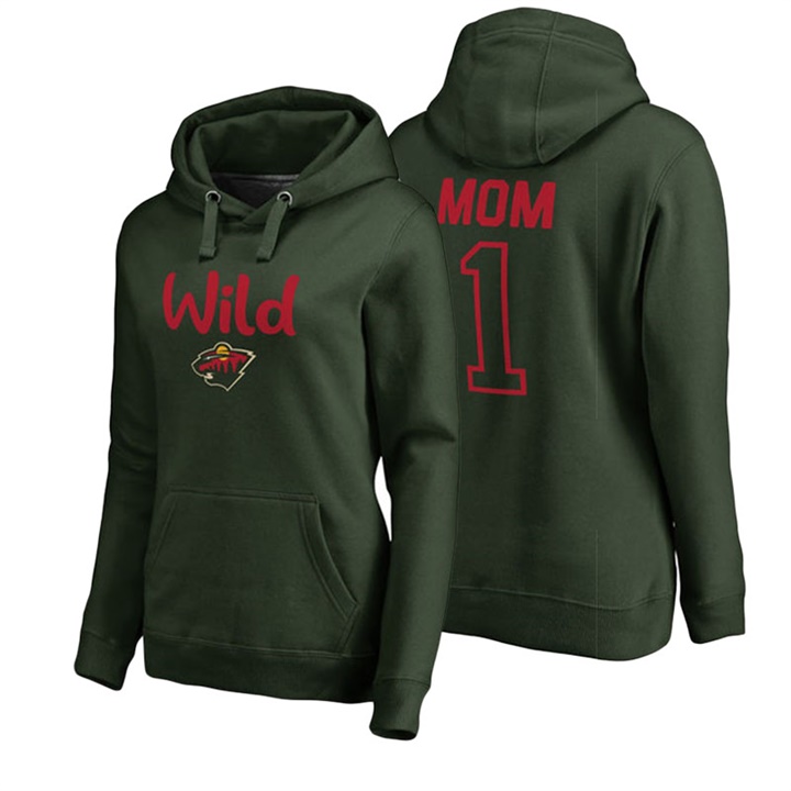 Women Minnesota Wild Green Number 1 Mom Hoodie