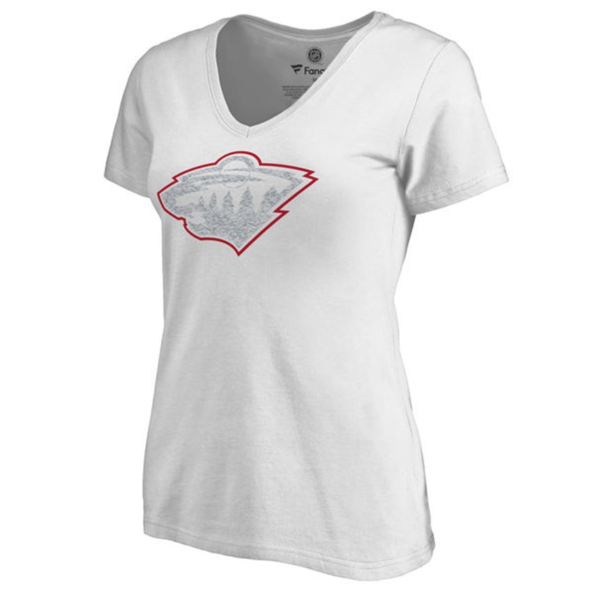 Women Minnesota Wild White White Out V-Neck T-shirt