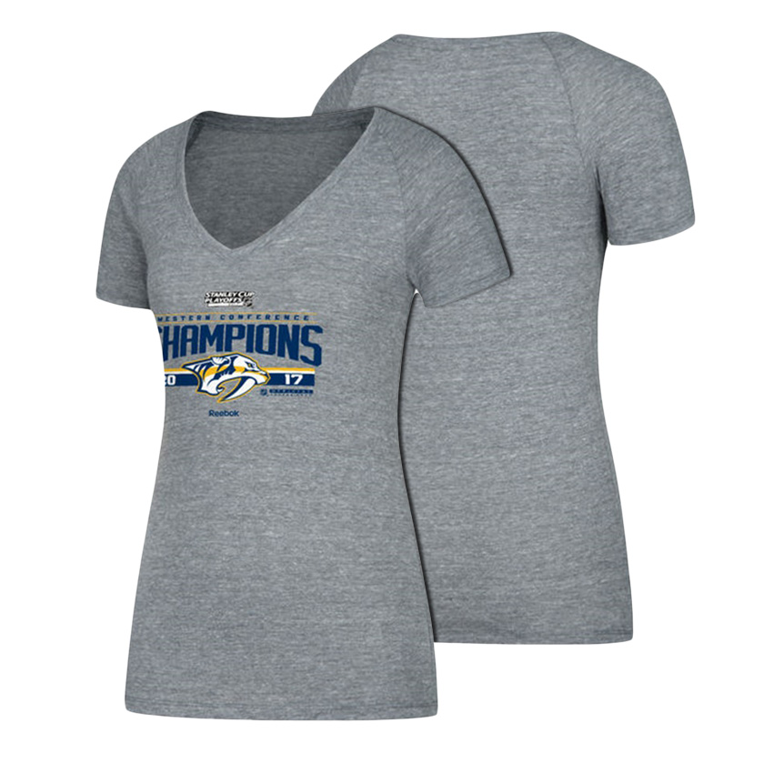 Women Nashville Predators Gray 2017 Western Conference Champions Locker Room T-shirt