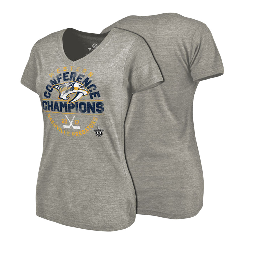 Women Nashville Predators Gray 2017 Western Conference Champions Tri-Blend T-Shirt