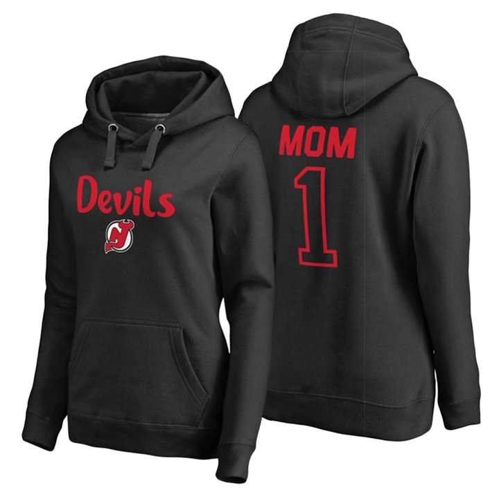 Women New Jersey Devils Black Number 1 Mom Hoodie