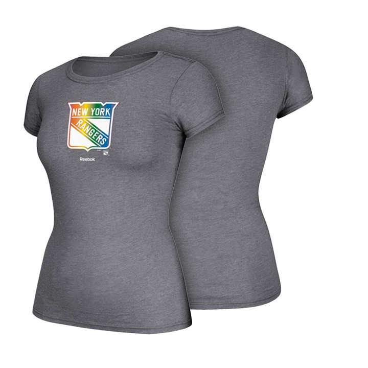 Women New York Rangers Gray Hockey Is For Everyone Rainbow Team Pride T-shirt