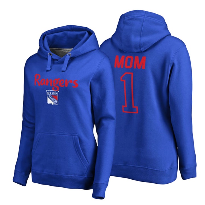 Women New York Rangers Royal Number 1 Mom Hoodie