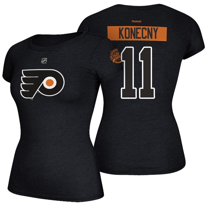 Women Flyers #11 Travis Konecny Black 2017 Stadium Series T-shirt