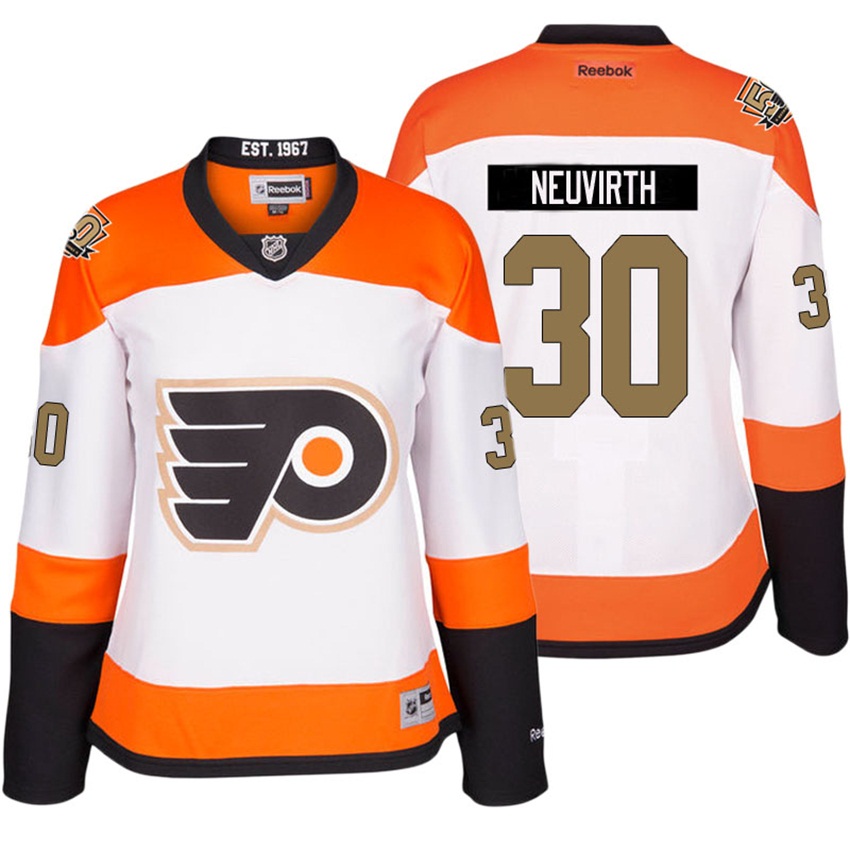 Women Flyers Michal Neuvirth #30 White 50th Anniversary Patch Jersey