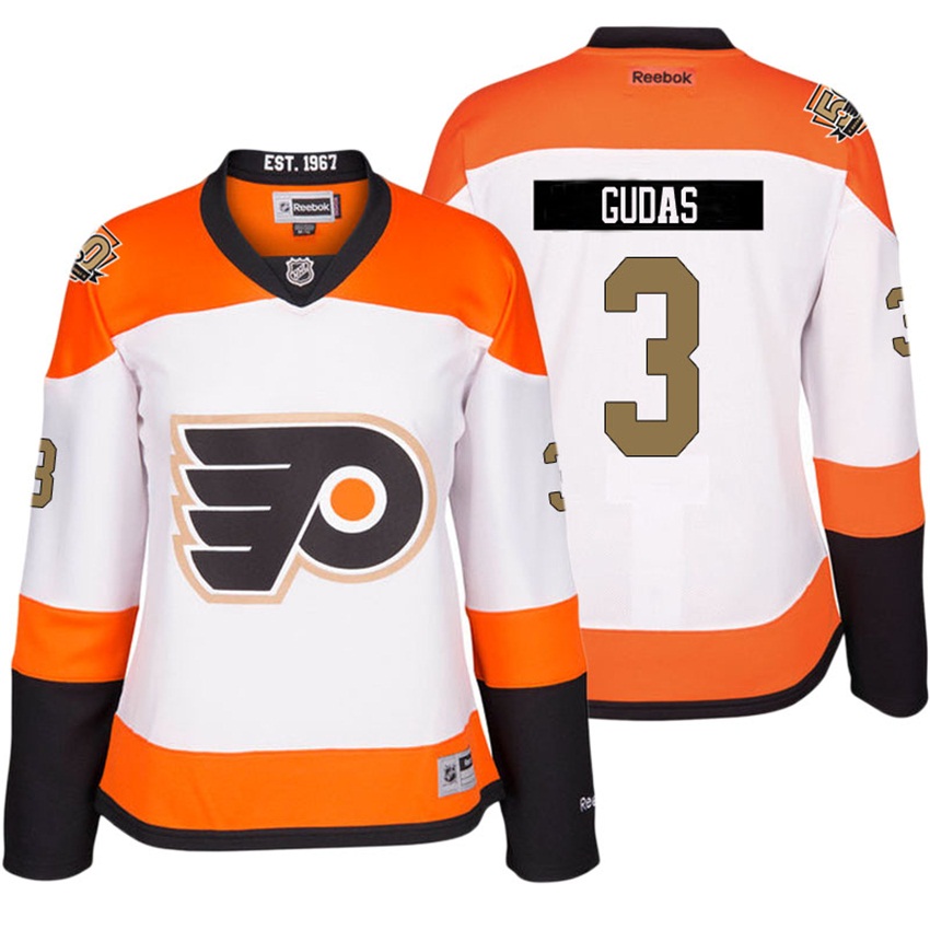 Women Flyers Radko Gudas #3 White 50th Anniversary Patch Jersey