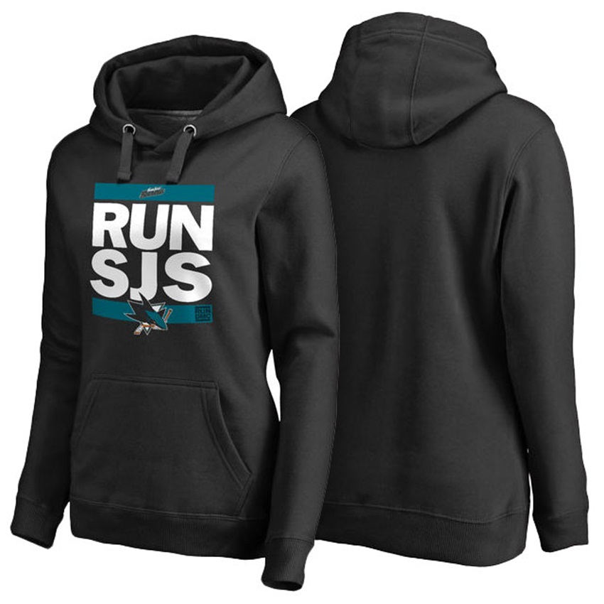 NHL San Jose Sharks Black Pullover RUN-CTY Hoodie