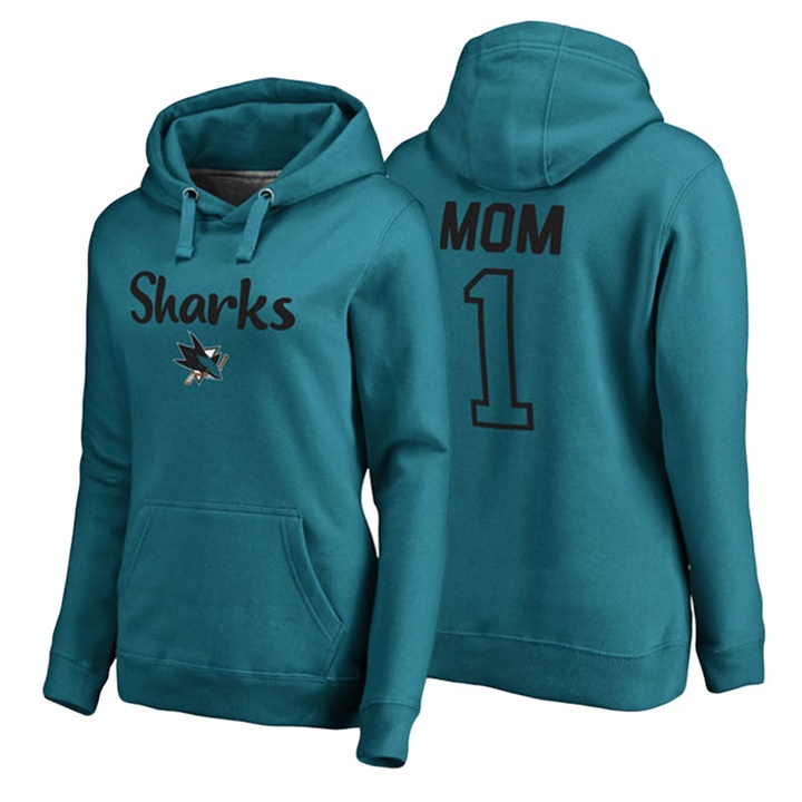 Women San Jose Sharks Teal Number 1 Mom Hoodie