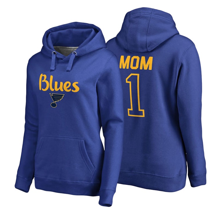 Women St. Louis Blues Royal Number 1 Mom Hoodie