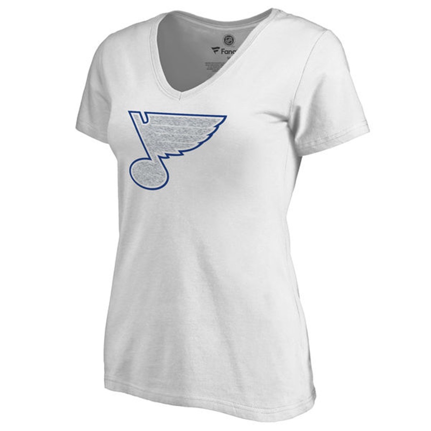 Women St. Louis Blues White White Out V-Neck T-shirt