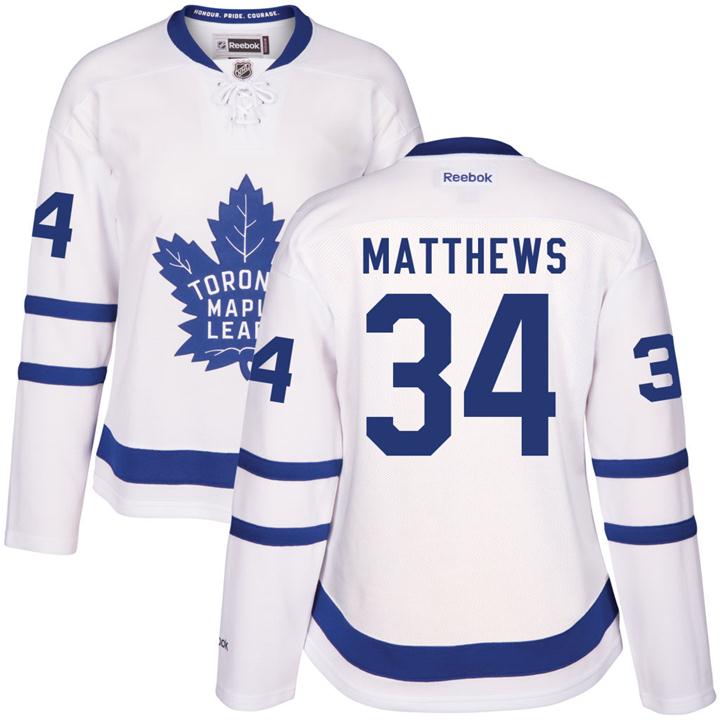 Women Maple Leafs #34 Auston Matthews White Premier Jersey