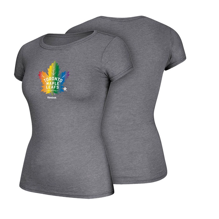 Women Toronto Maple Leafs Gray Hockey Is For Everyone Rainbow Team Pride T-shirt