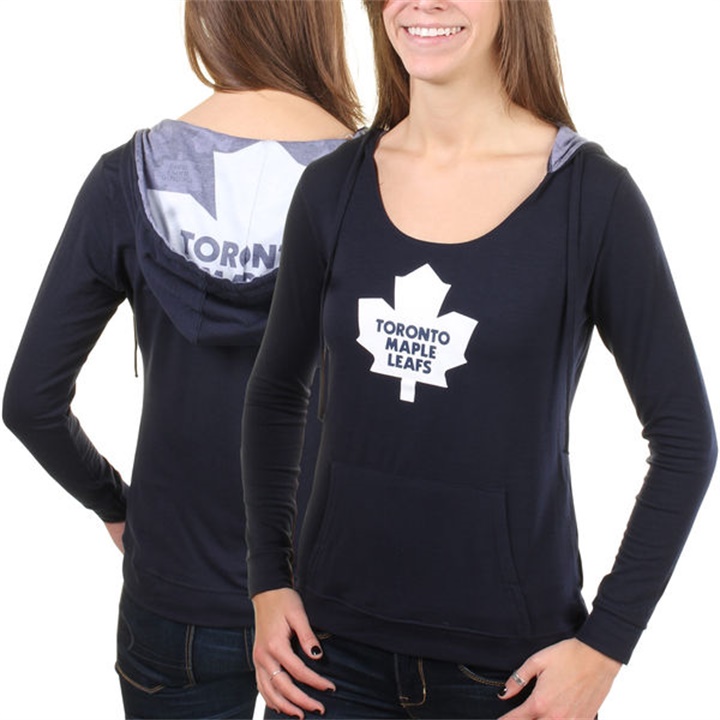 Women Toronto Maple Leafs Navy Blue Team Logo Long Sleeve Hoodie