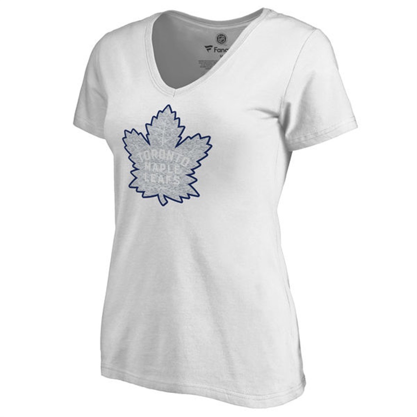 Women Toronto Maple Leafs White White Out V-Neck T-shirt