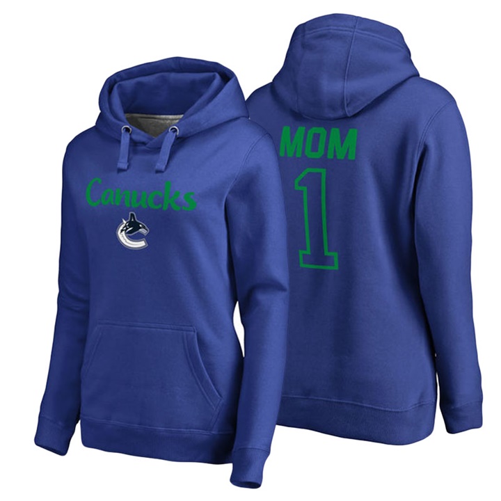 Women Vancouver Canucks Royal Number 1 Mom Hoodie