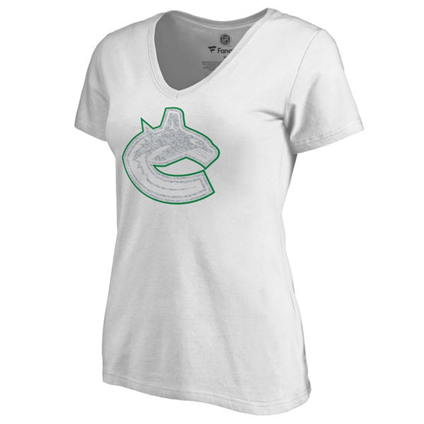 Women Vancouver Canucks White White Out V-Neck T-shirt