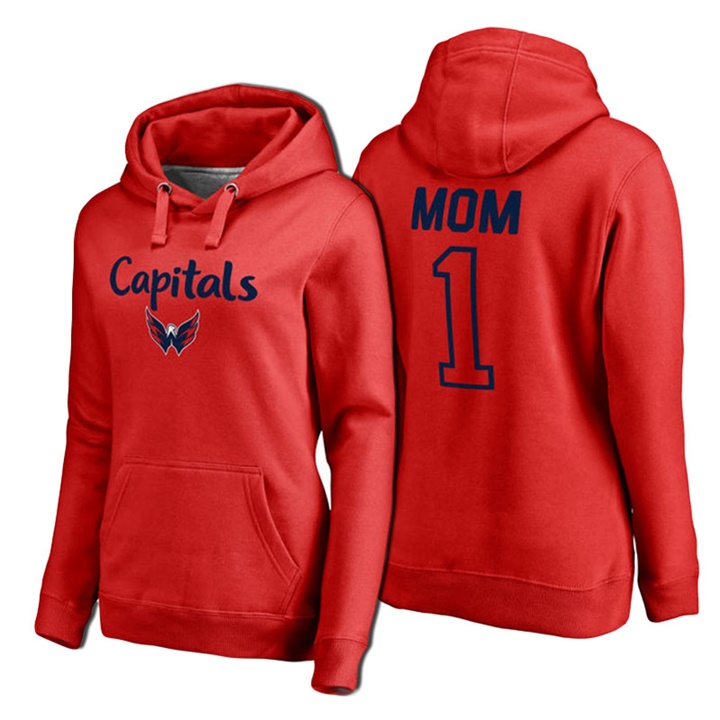 Women Washington Capitals Red Number 1 Mom Hoodie