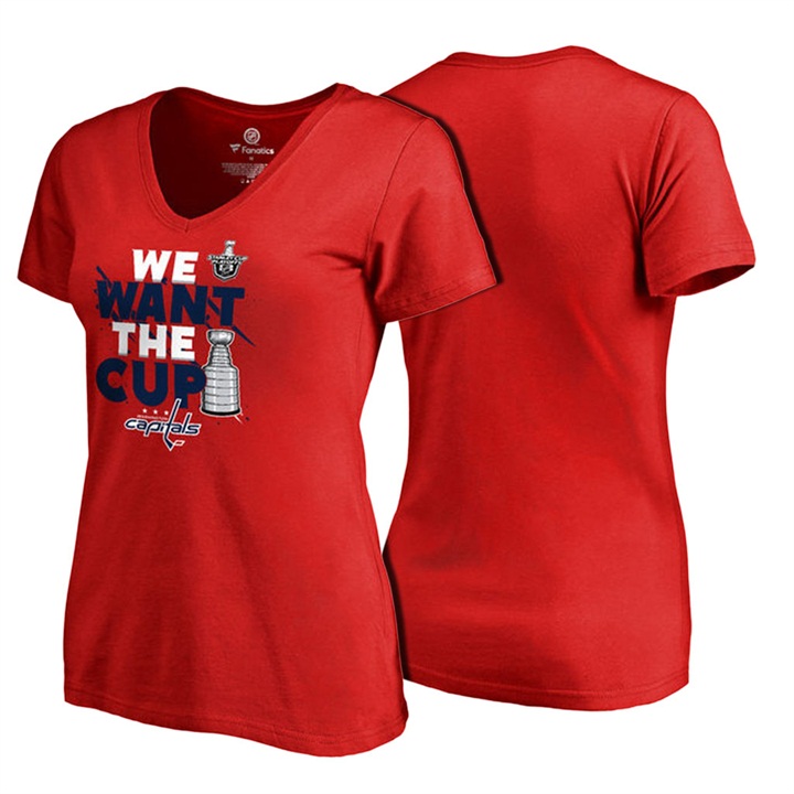 Women Washington Capitals Red Short Sleeve 2017 Stanley Cup T-shirt