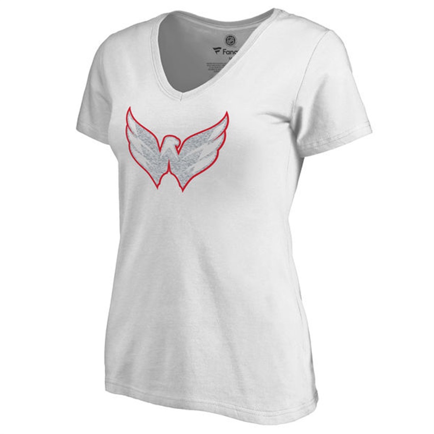 Women Washington Capitals White White Out V-Neck T-shirt