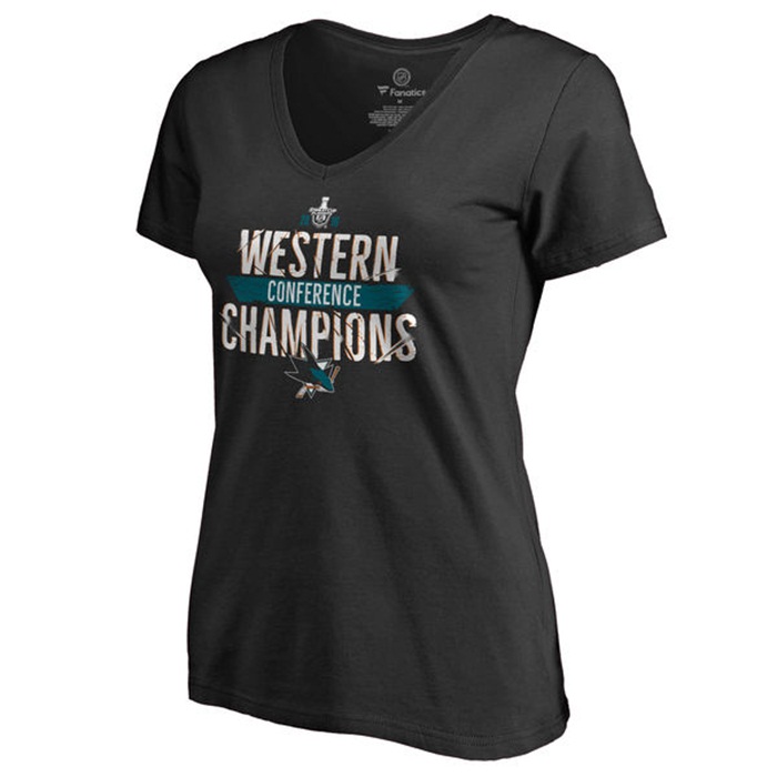 Women's 2016 Western Conference Champions San Jose Sharks Breakaway Black T-Shirt