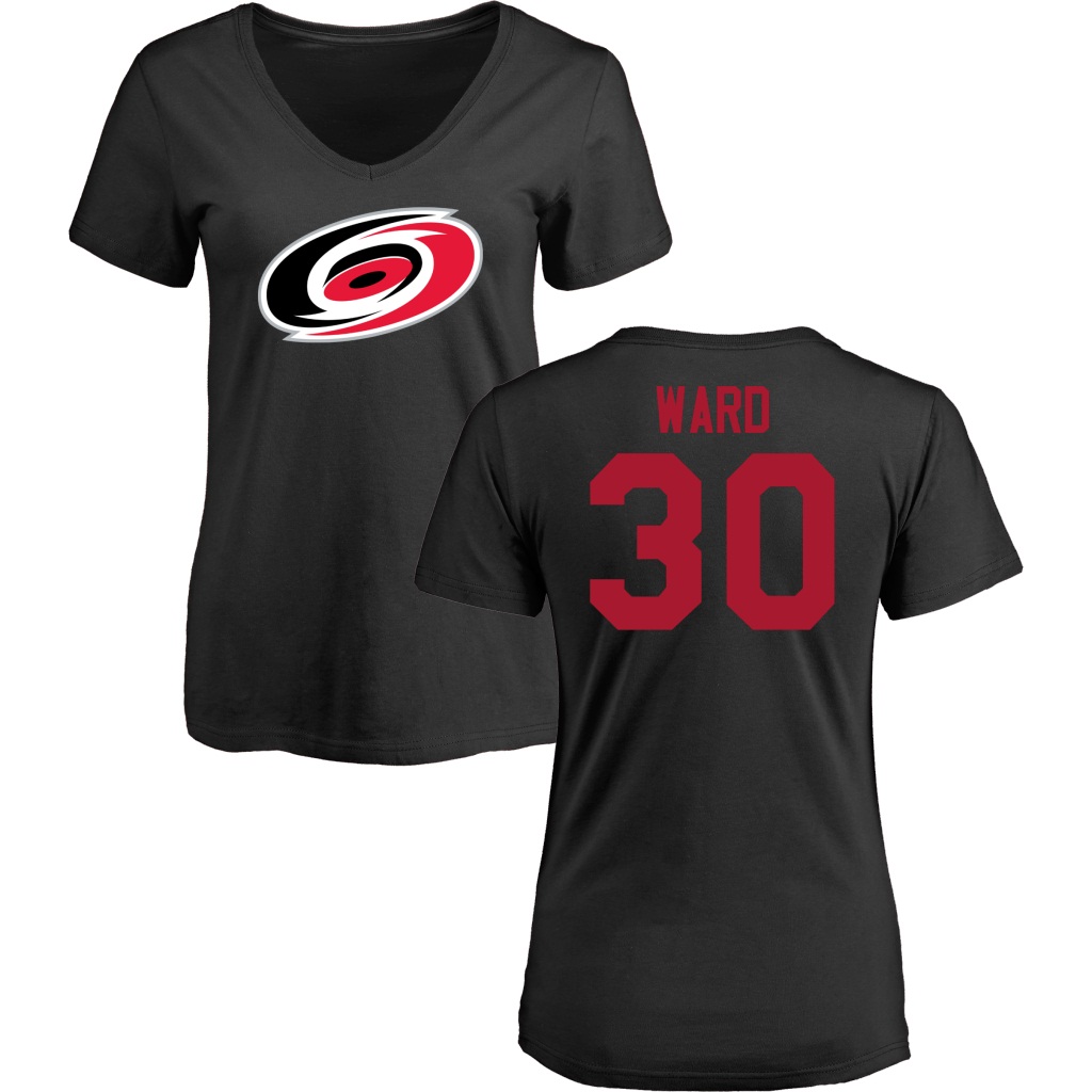 Women's Cam Ward Carolina Hurricanes Black V-Neck T-Shirt